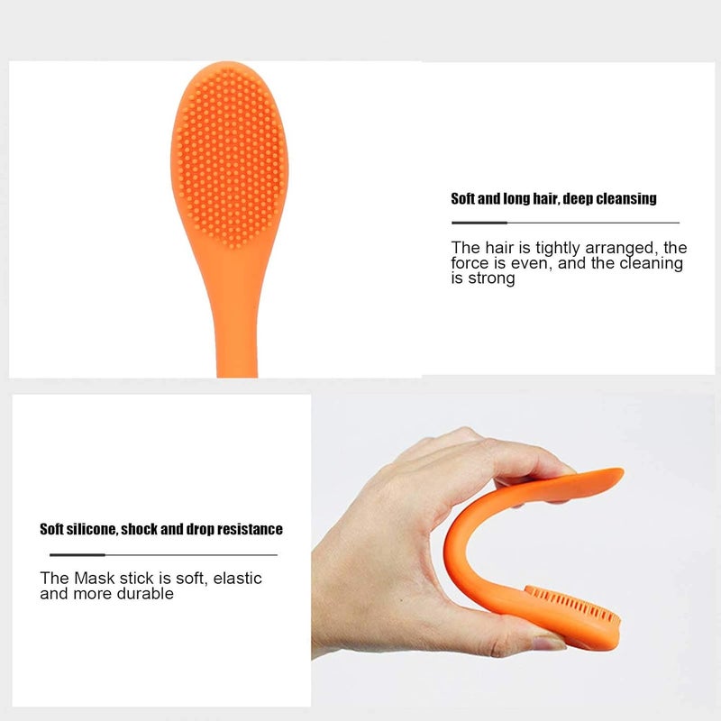 Dual Headed Silicone Applicator Sticks 5pcs Orange for Facial Cleansing and Cream - Image 3